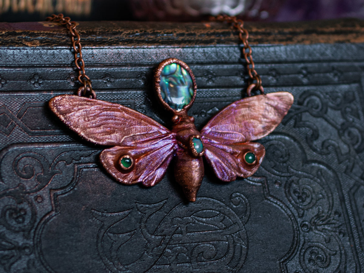 Real Gaeana festiva cicada pendant with opal, abalone and green onyx