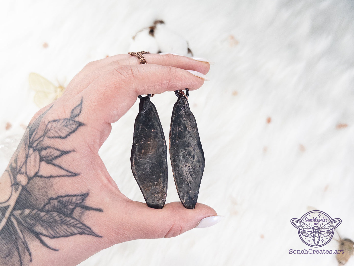 Celestial cicada wings  - copper insect necklace with stars , electroformed copper witch & pagan jewellery, inspired by nature