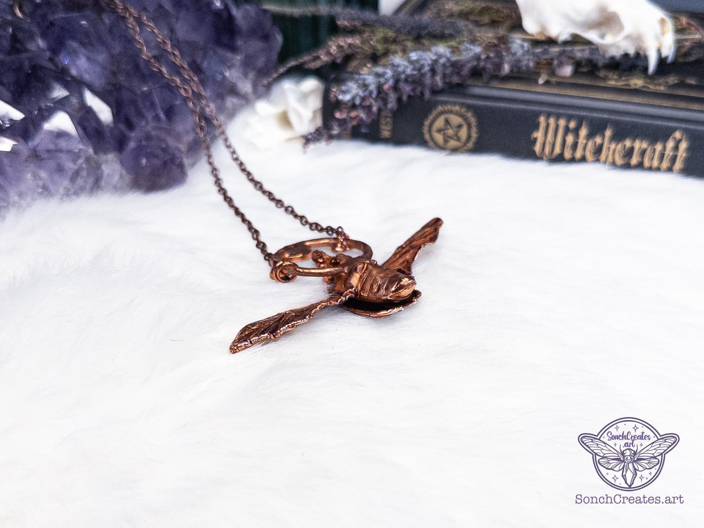 Real Beetle necklace-  Welo Opal and abalone  - cloeptera insect pendant, electroformed copper witch pagan jewellery, entomology