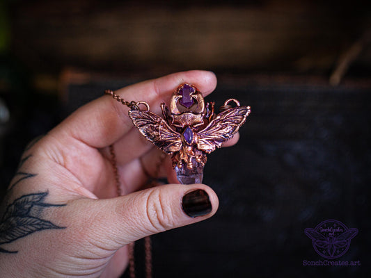 Small Stag Beetle amethyst pendant, copper insect necklace, electroformed copper witch  pagan jewellery, entomology and taxidermy, curiosity