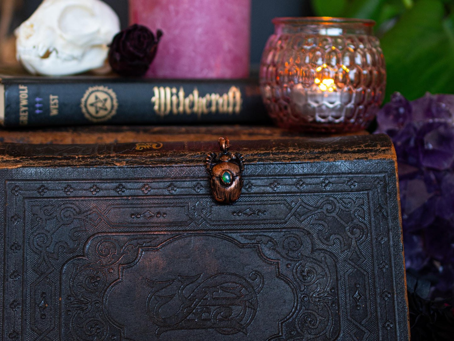 Scarabeus II  - Opal collection, , electroformed copper real beetle, witch pagan jewellery, nature inspired, Ethiopian insect  taxidermy