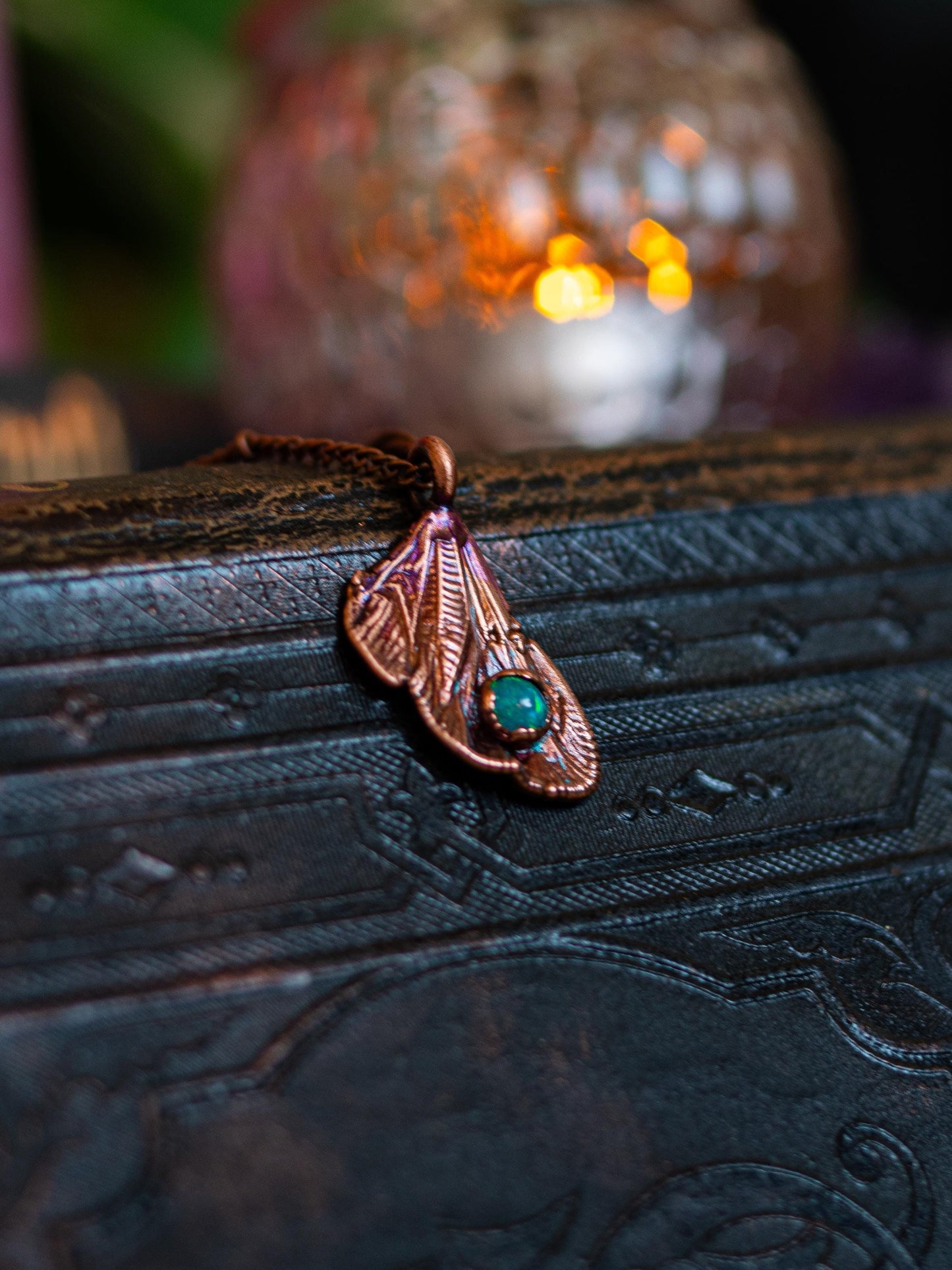 Cicada wing - Opal collection, , electroformed copper real beetle, witch pagan jewellery, nature inspired, insect  taxidermy