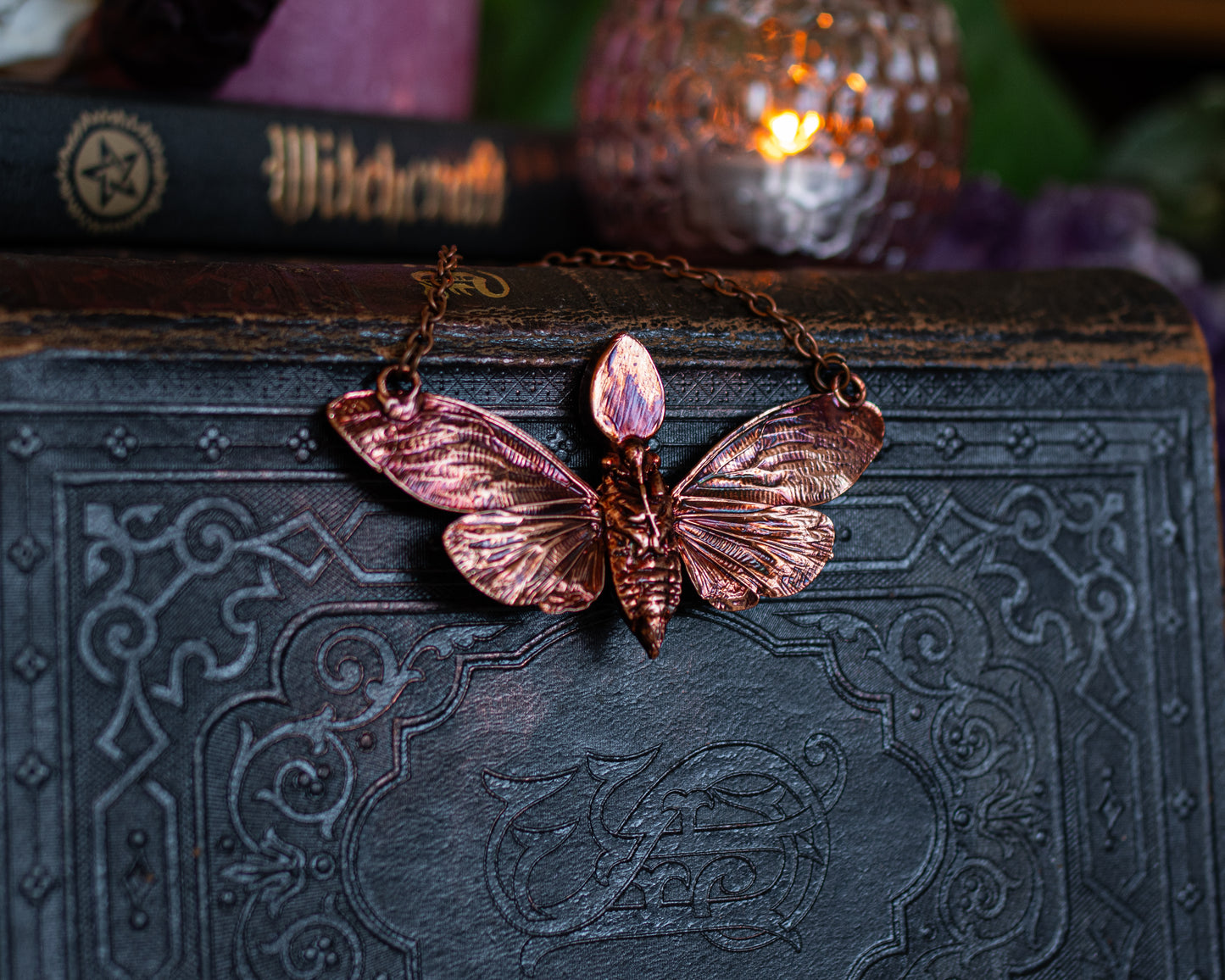 Opal cicada  -  Ethiopian & Aurora Opals, Emeralds,  Eentomology  inspired copper talisman