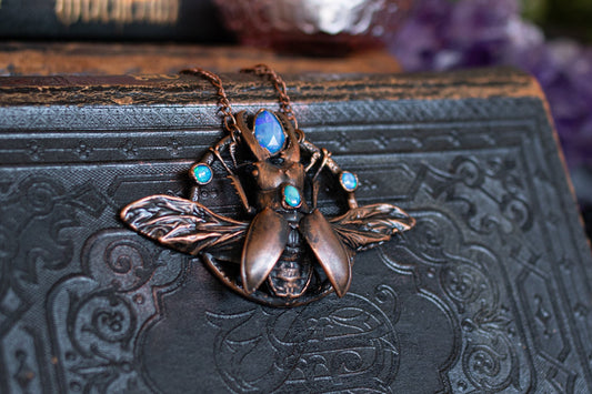 Opal Stag Beetle - entomology  Electroformed talisman